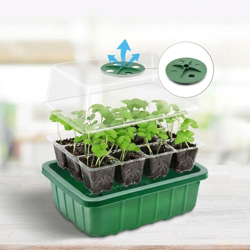 Seed Starter Tray - 조절 가능한 습도 돔, 투명 셀