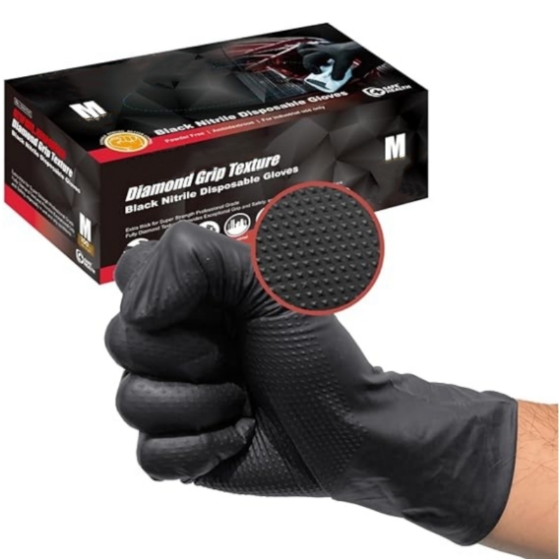 Garden Gloves - 8mil 헤비듀티 블랙 니트릴 장갑 일회용