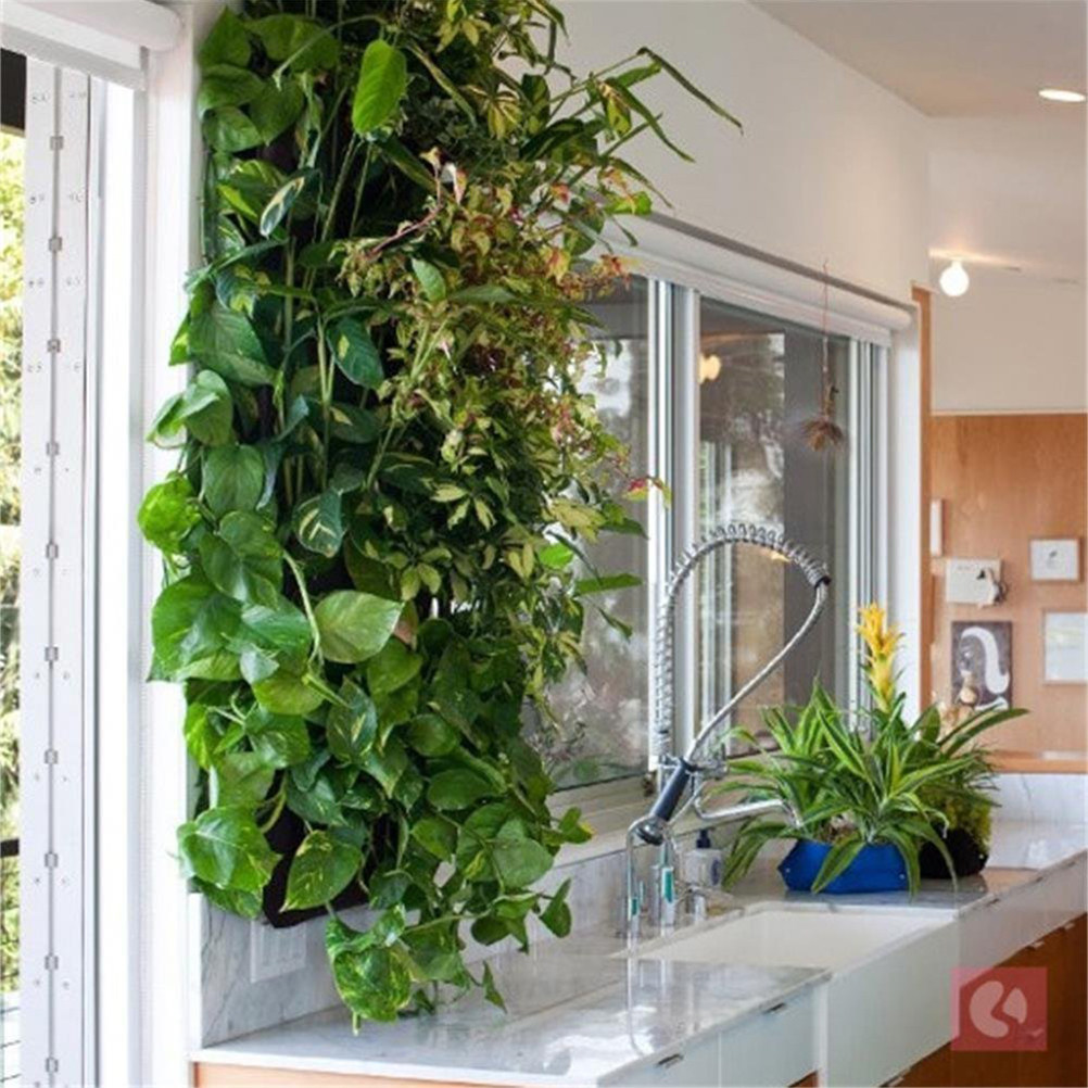 Indoor Herb Garden - 1개입 펠트 재질 벽걸이형 수직 12포켓