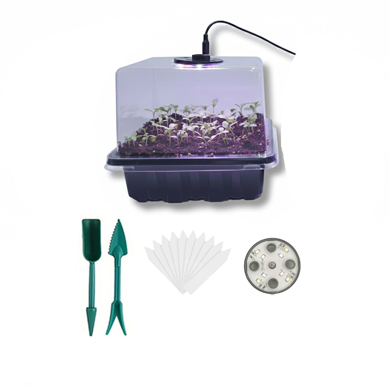 Seed Starter Tray - 1/2/3팩 12/24/36구 셀트레이, 8개 LED 식물등