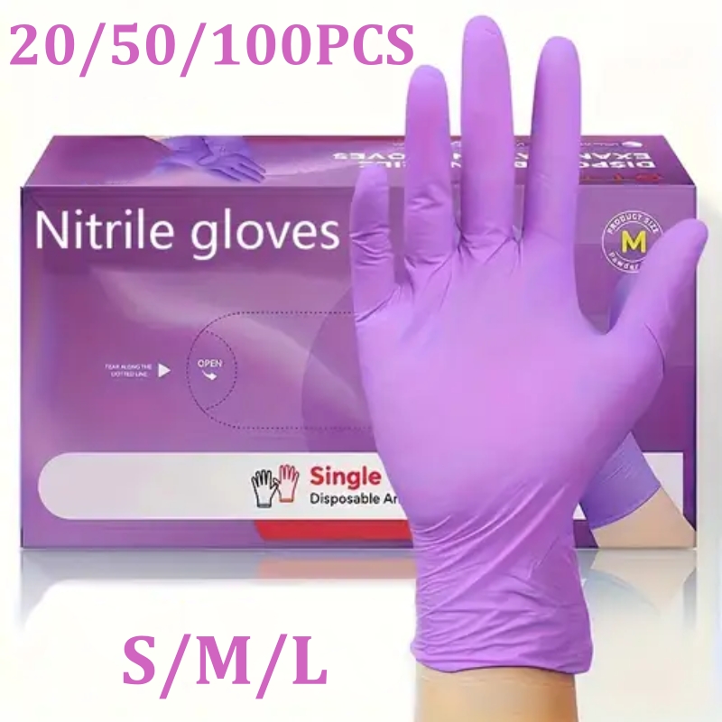 Garden Gloves - 50/100PCS 바이올렛 니트릴 장갑 일회용 보라색