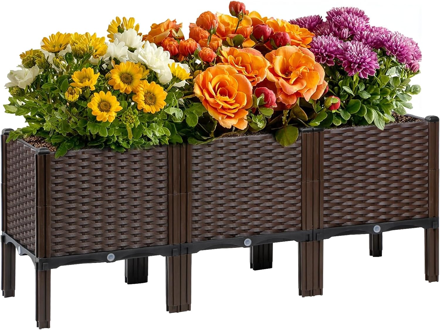 Self Watering Planter - 야외 정원용 라탄 화분, 내추럴 색상,
