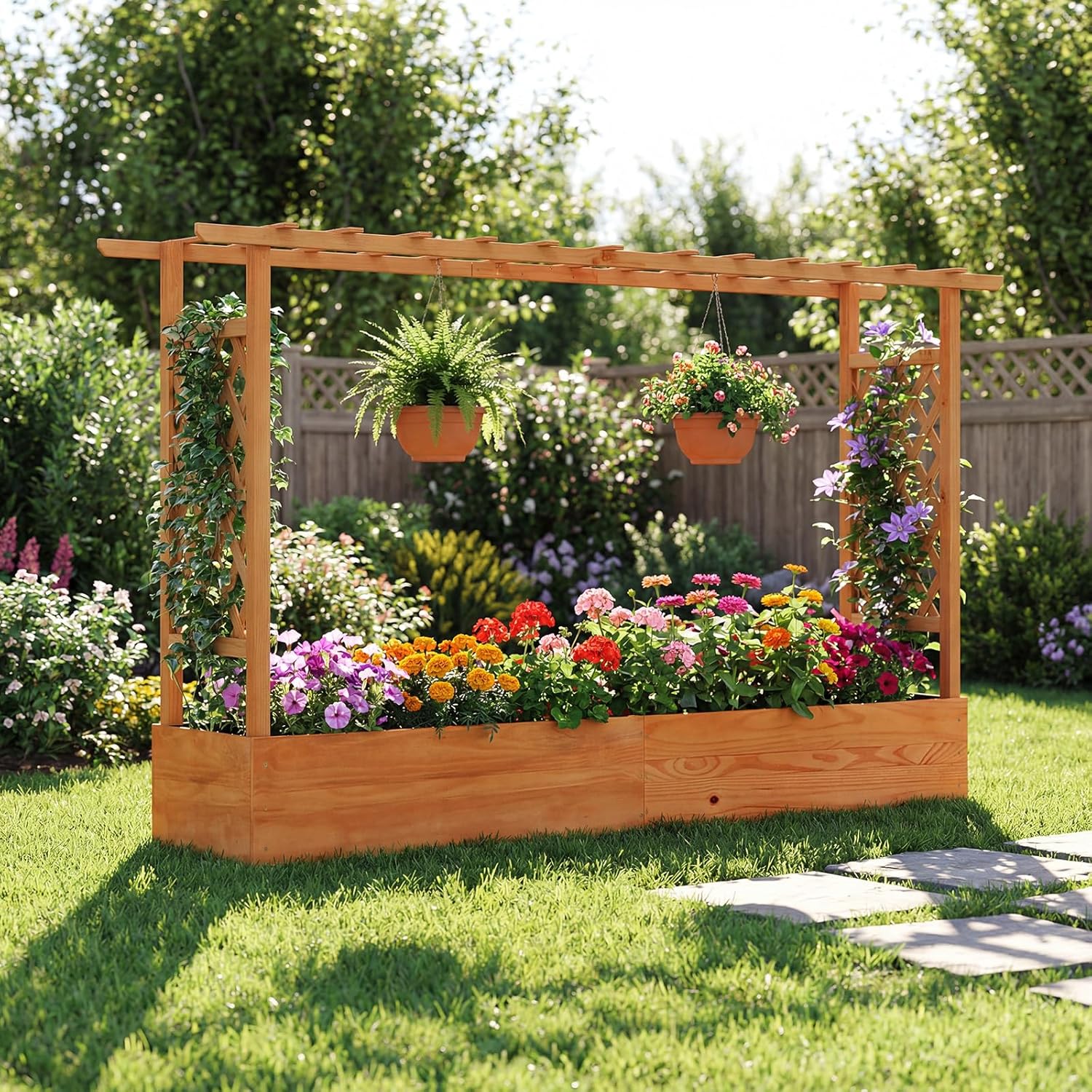 Raised Garden Bed - 야외 파티오용 플라스틱 재질의 녹색 높이형