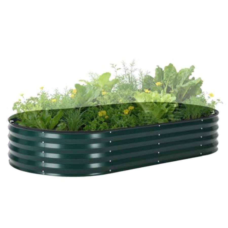 Raised Garden Bed - 덮개가 있는 야외용 아연 도금 강철