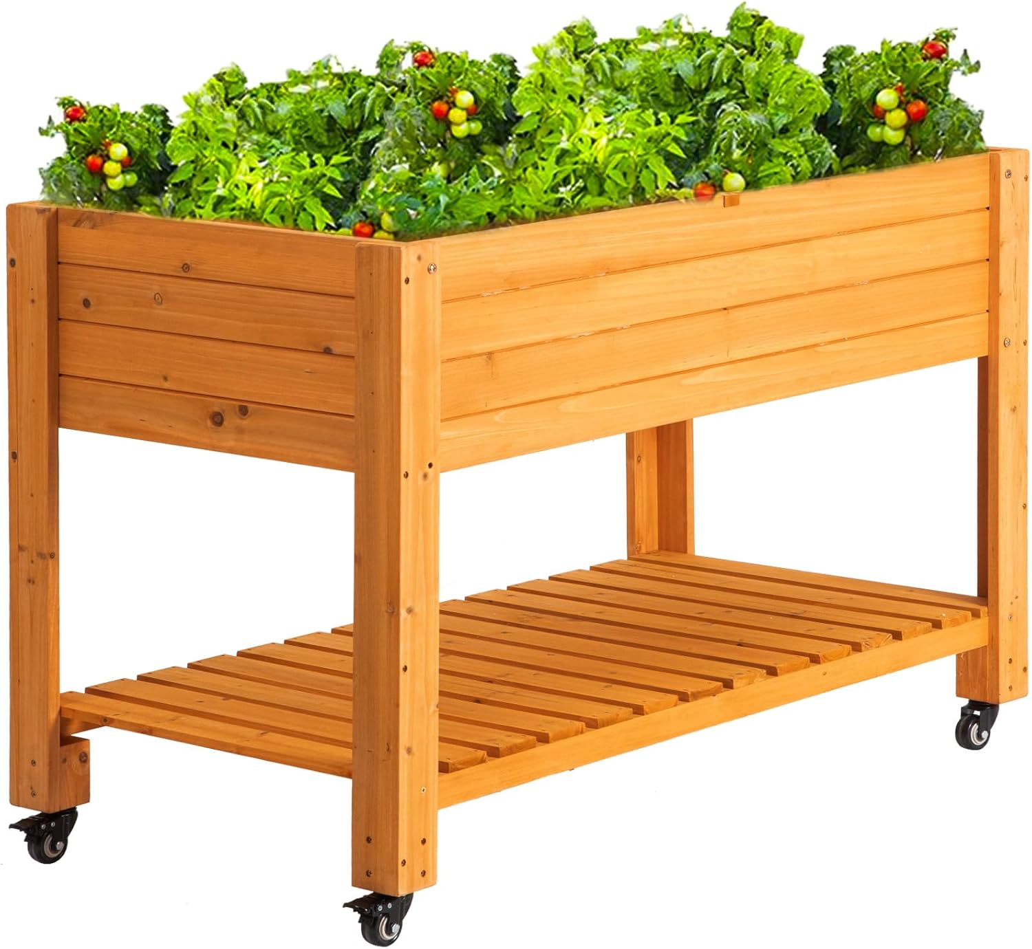 이동식 목재 높이 조절 화분, 나무, 자연색, 바퀴와  - Raised Garden Bed 리뷰 및 가격