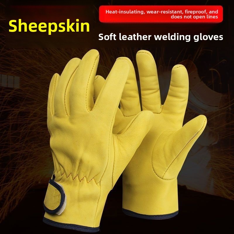 한 쌍의 작업 장갑 양가죽 가죽 작업자 작업 용접 안전 - Garden Gloves 리뷰 및 가격