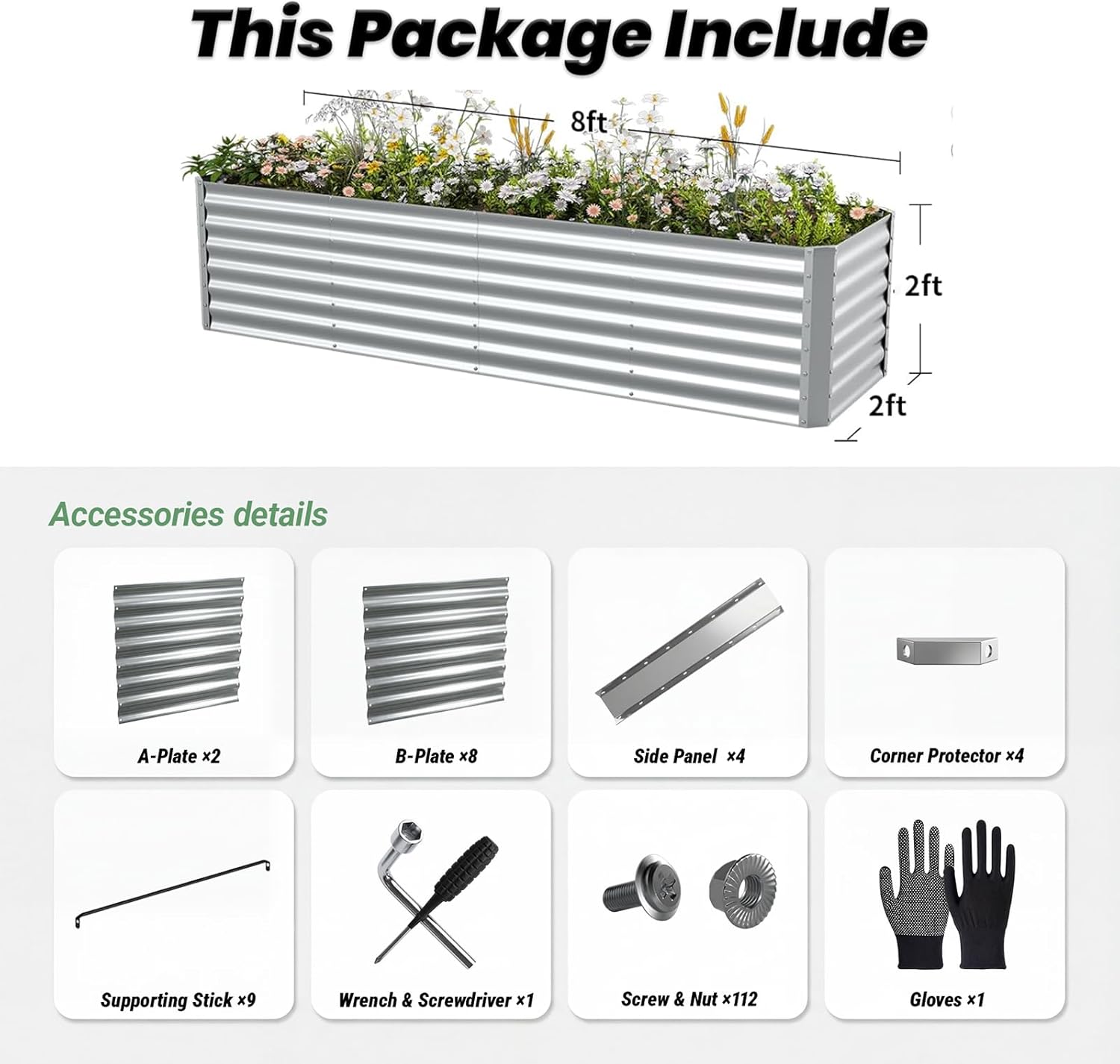 야외용 아연 도금된 높은 화단 (채소 및 꽃 재배용), - Raised Garden Bed 리뷰 및 가격