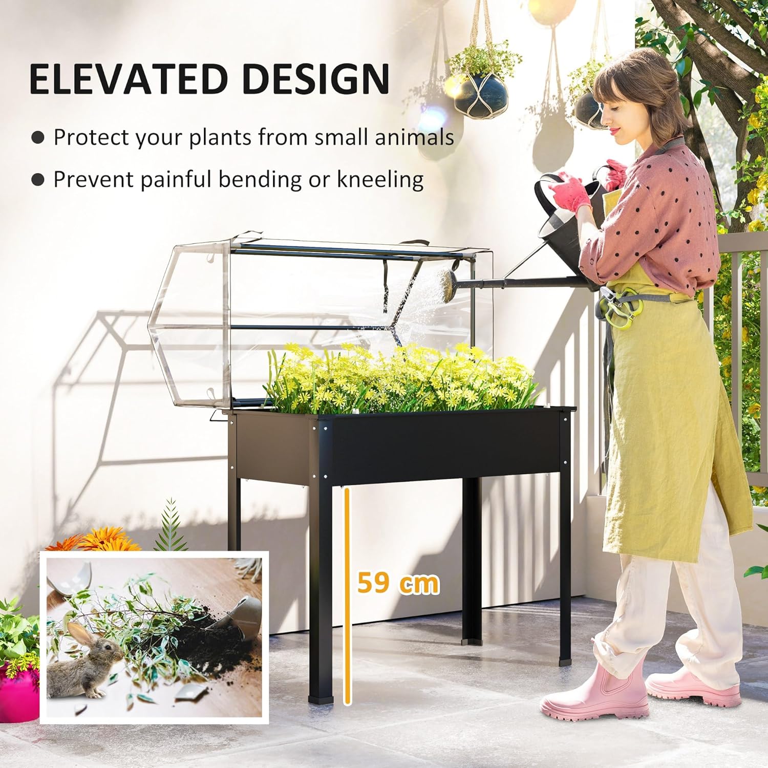 야외용 - 검정색 높이 조절 가능한 화분, 접이식 온실 - Raised Garden Bed 리뷰 및 가격