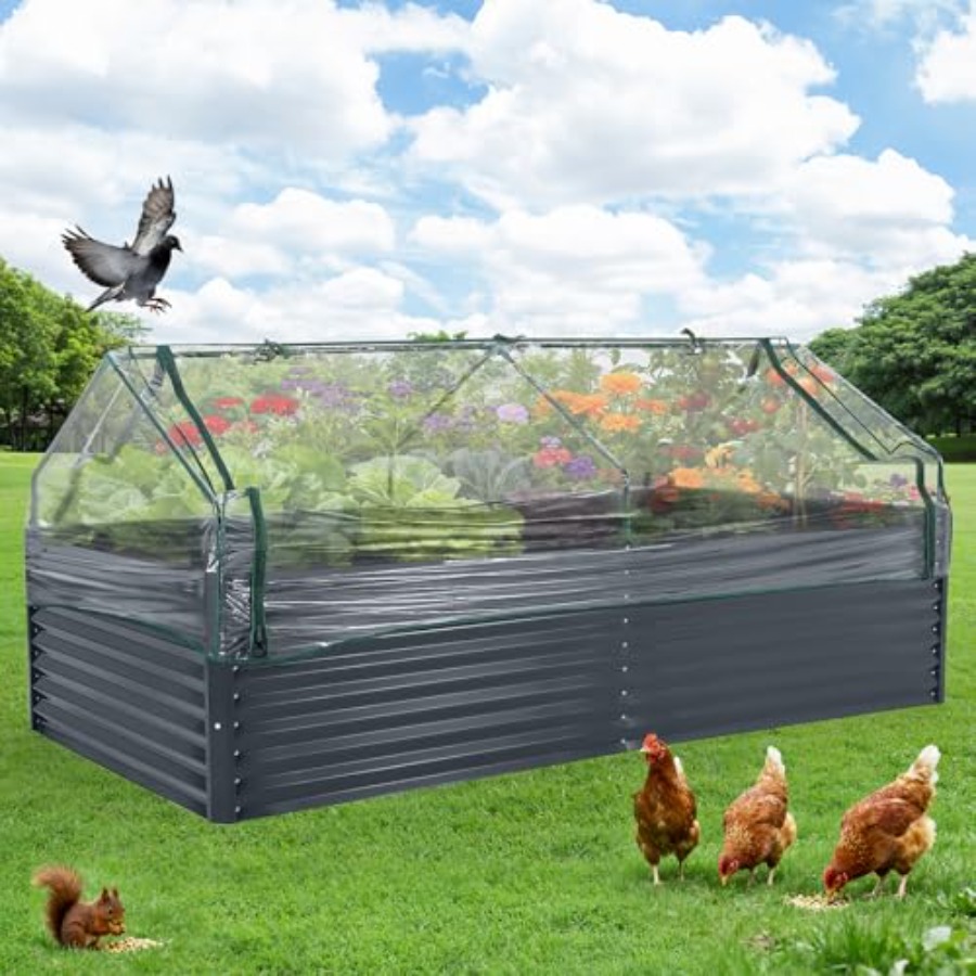 실외 채소 재배용: 아연 도금 강철로 제작된 높이 조절 - Raised Garden Bed 리뷰 및 가격