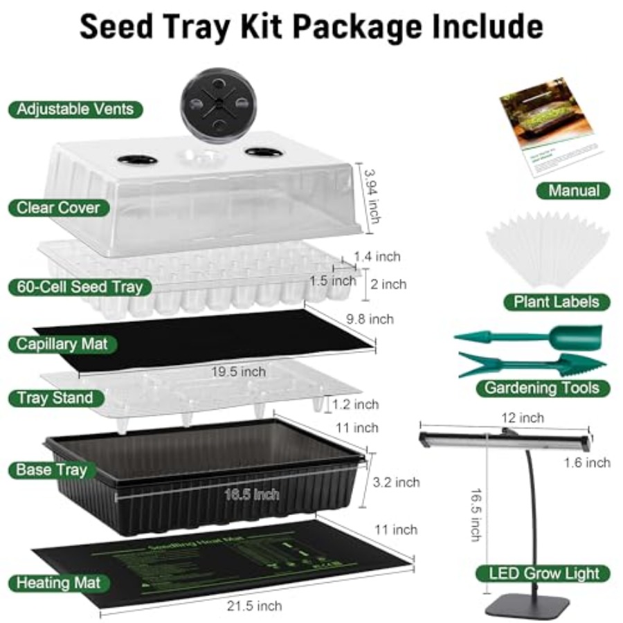 60셀 자가급수 시드 스타터 키트 (성장등 및 열매트  - Seed Starter Tray 리뷰 및 가격