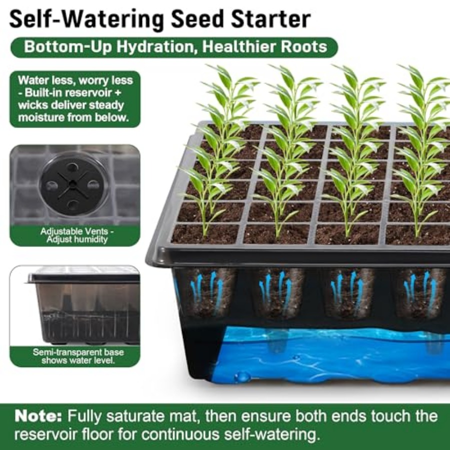 60셀 자가급수 시드 스타터 키트 (성장등 및 열매트  - Seed Starter Tray 리뷰 및 가격