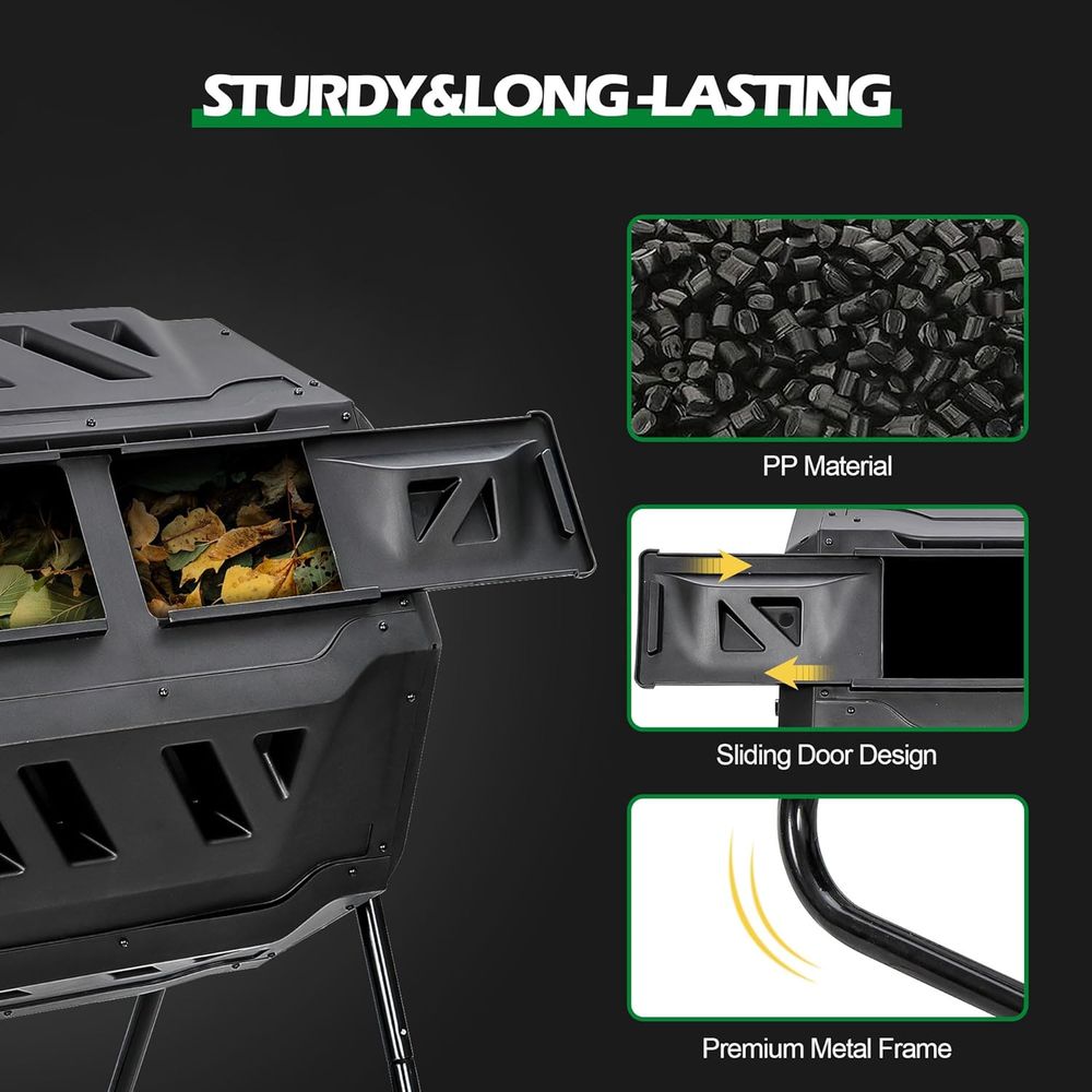 43갤런 퇴비 텀블러 빈 이중 챔버 BPA 프리 회전식 - Compost Bin 리뷰 및 가격