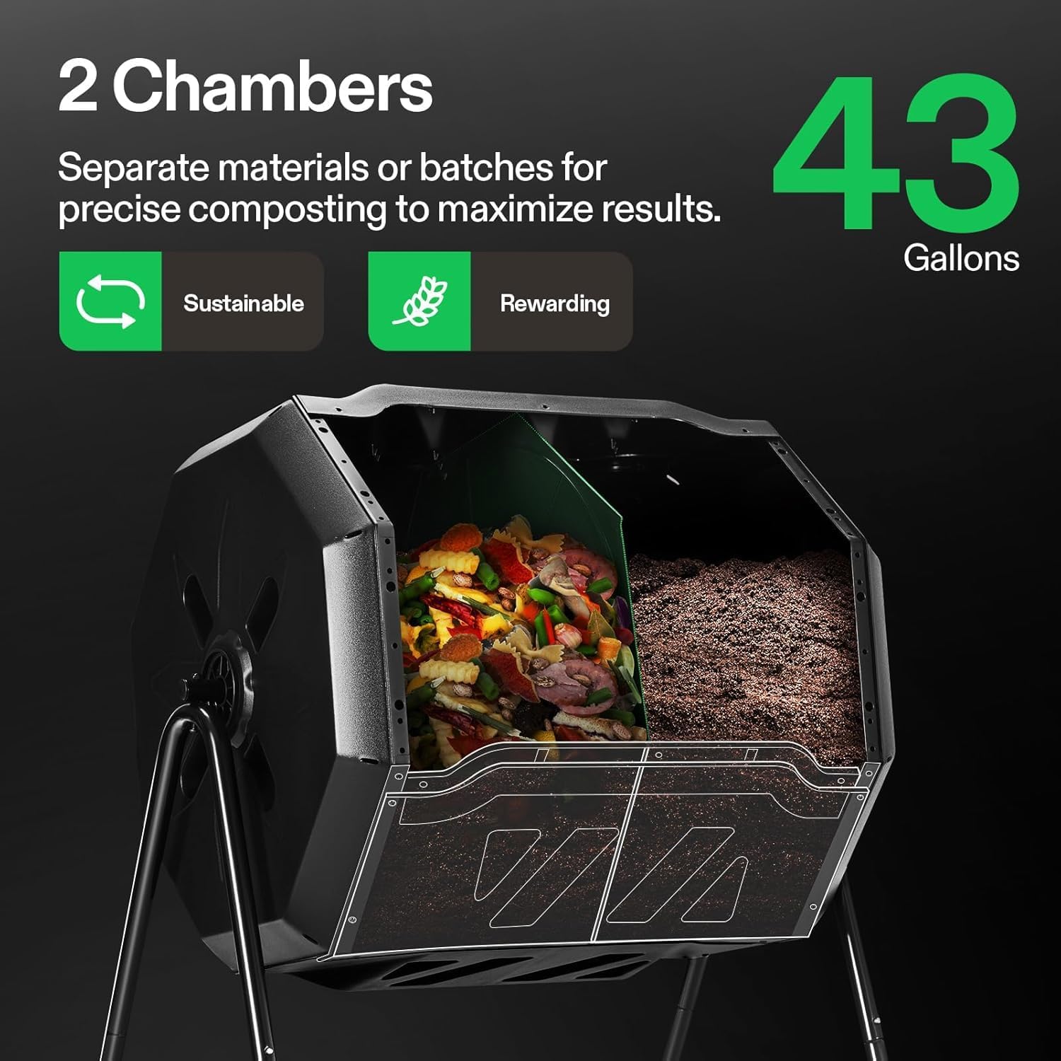VIVOSUN 야외 회전식 퇴비화기, 이중 회전 배치  - Compost Bin 리뷰 및 가격