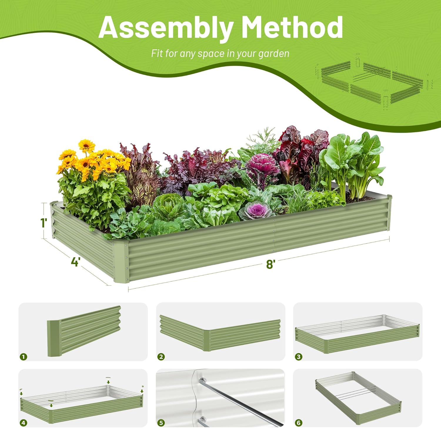 야외 채소 재배용 금속 재배상자, 아연 도금 강철, 8 - Raised Garden Bed 리뷰 및 가격
