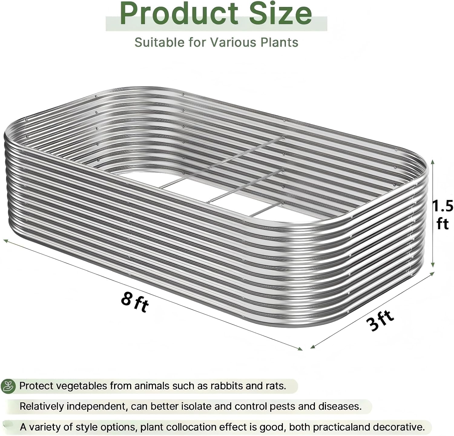 야외 정원 가꾸기용 2개의 8x3x1.5피트 아연 도금 - Raised Garden Bed 리뷰 및 가격
