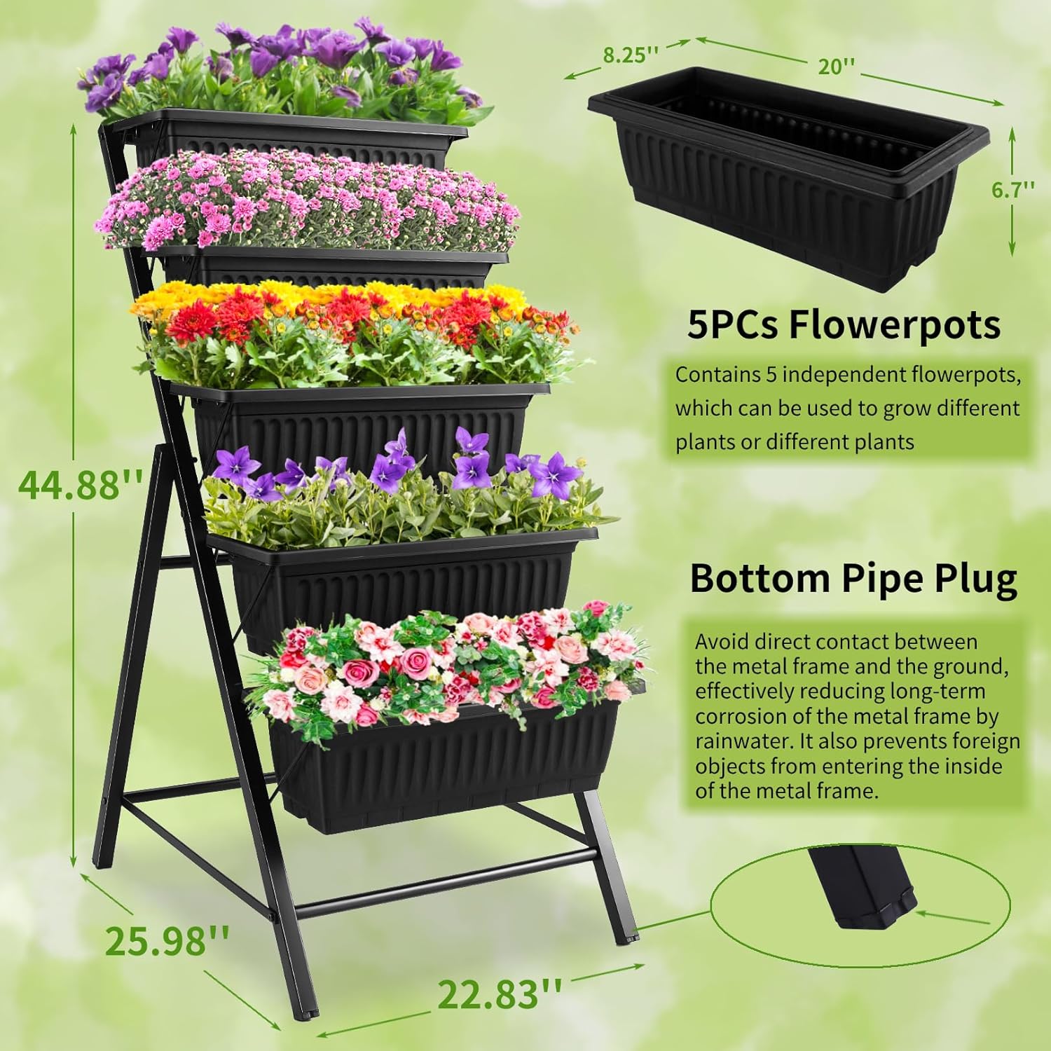 야외 정원 파티오 마당 수직 정원 가꾸기 5단 금속 화 - Vertical Planter 리뷰 및 가격