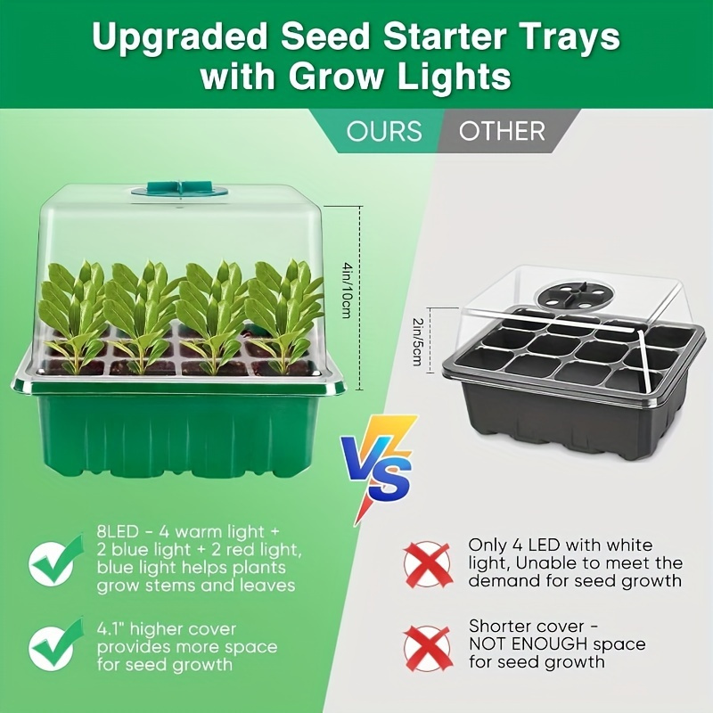 LED 성장 빛 정원 식물 즙이 많은 꽃 통기성 발아  - Seed Starter Tray 리뷰 및 가격