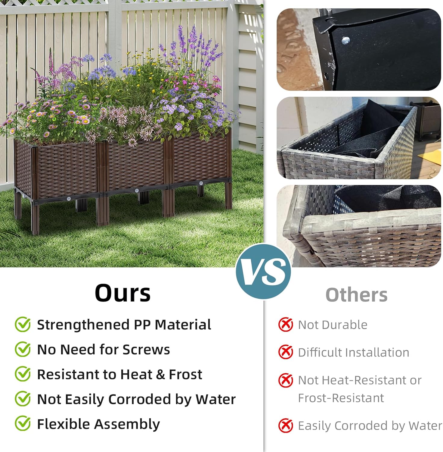 야외 정원용 라탄 화분, 내추럴 색상, 자가 급수 및  - Self Watering Planter 리뷰 및 가격