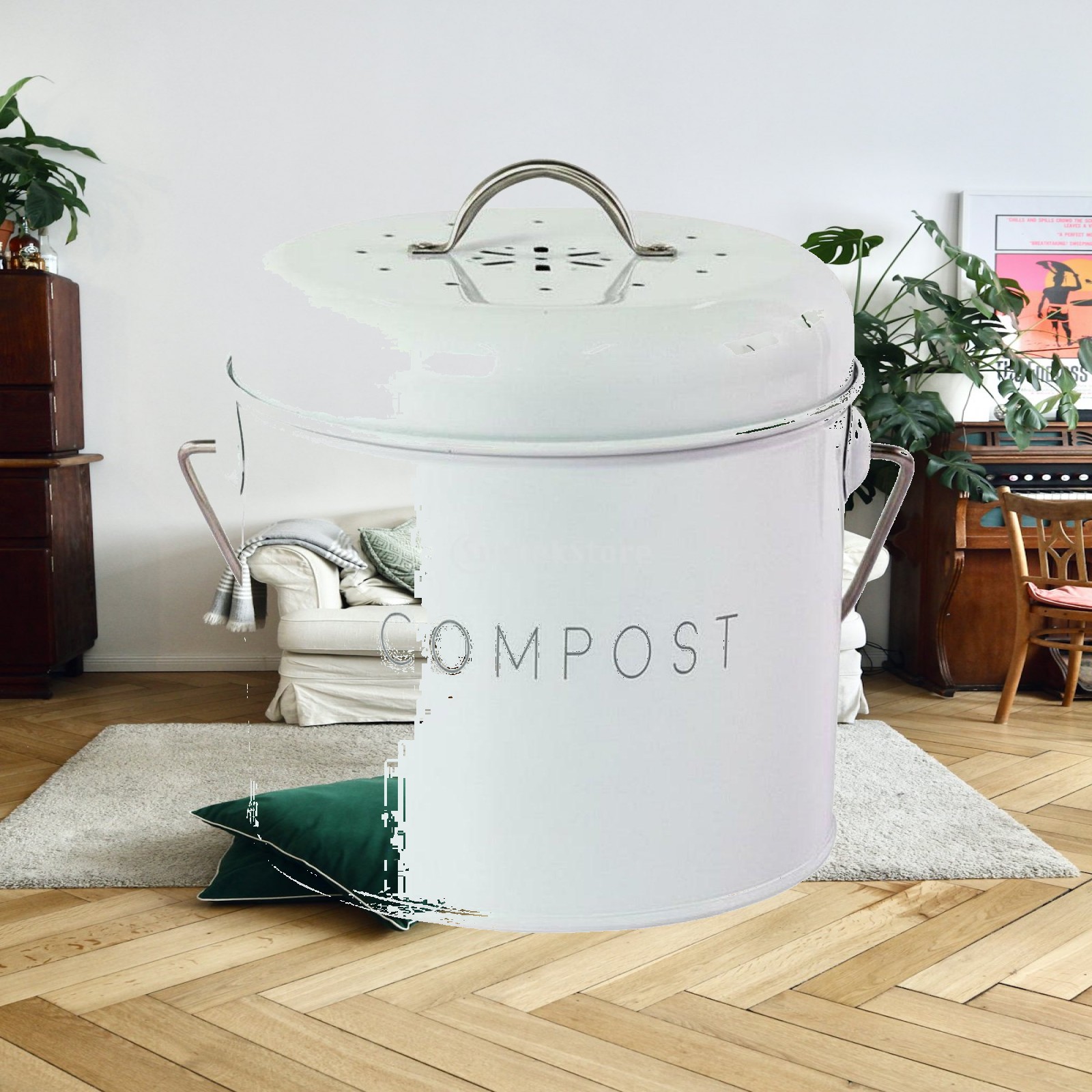 주방용 데스크탑 쓰레기통, 뚜껑이 있는 소형 퇴비통,  - Compost Bin 리뷰 및 가격