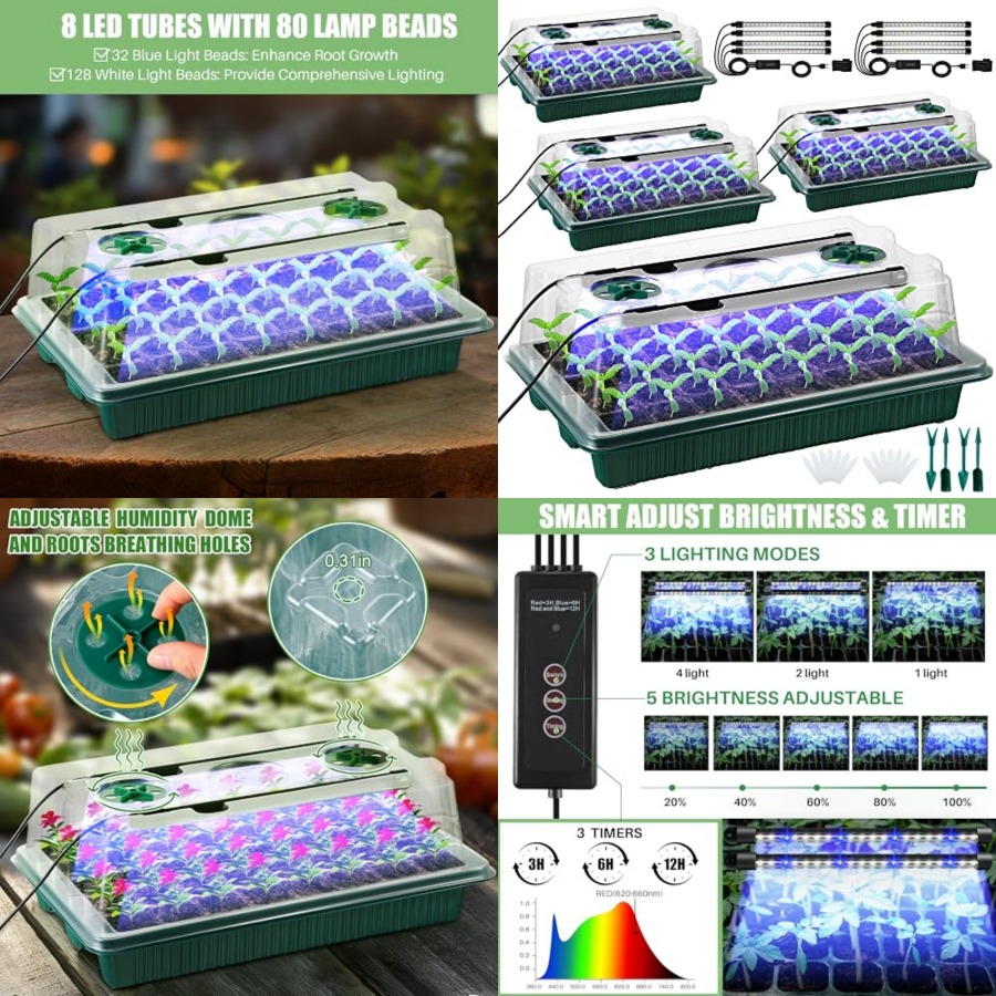 씨앗 발아 트레이와 성장등이 포함된 팩 시드 스타터 트 - Seed Starter Tray 리뷰 및 가격